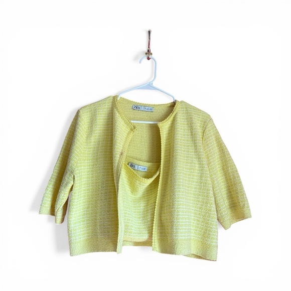 Zara Sweaters - Zara Yellow Knit Cardigan and Top Set Size Large